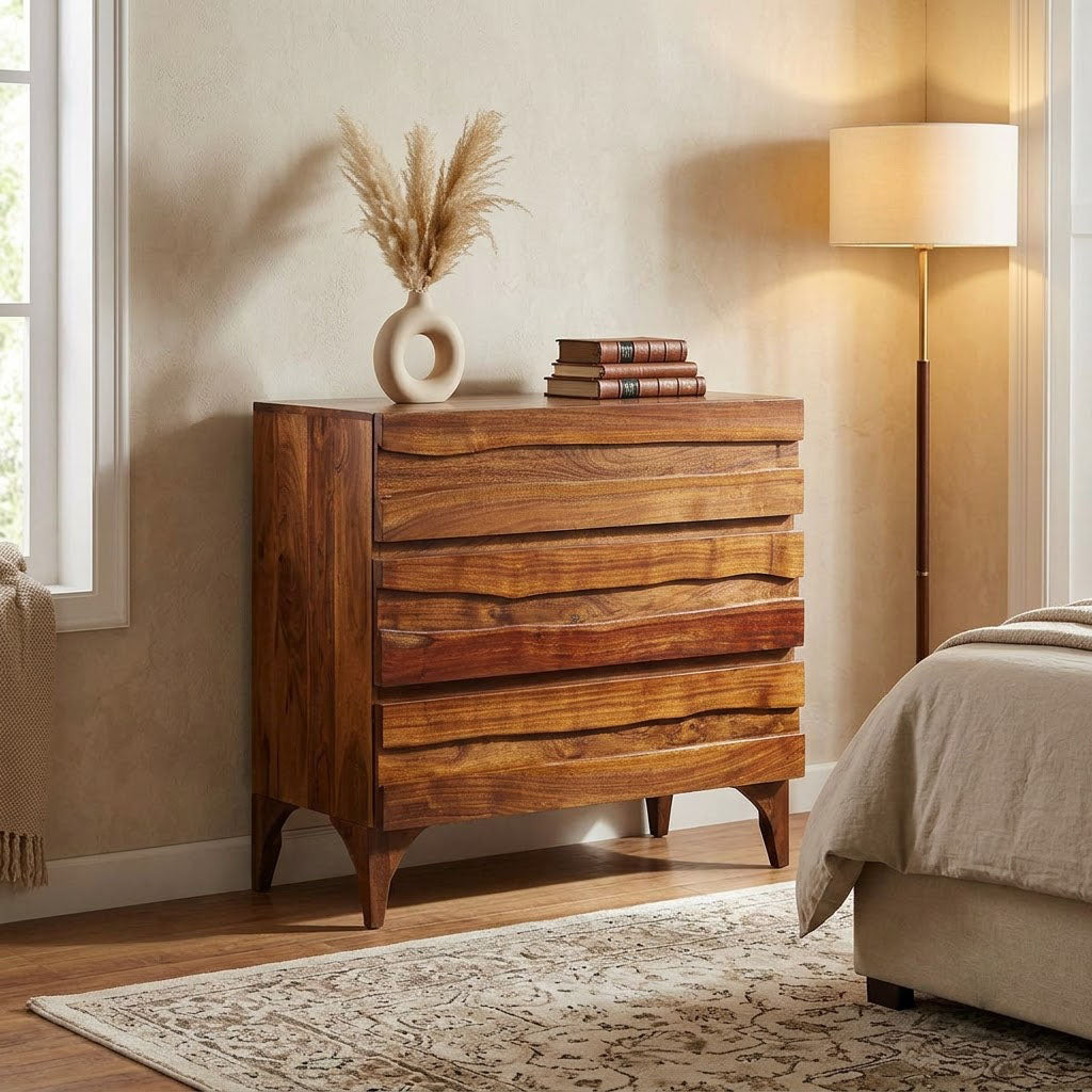Sofia Acacia Wood Live Edge 3 Drawer Chest