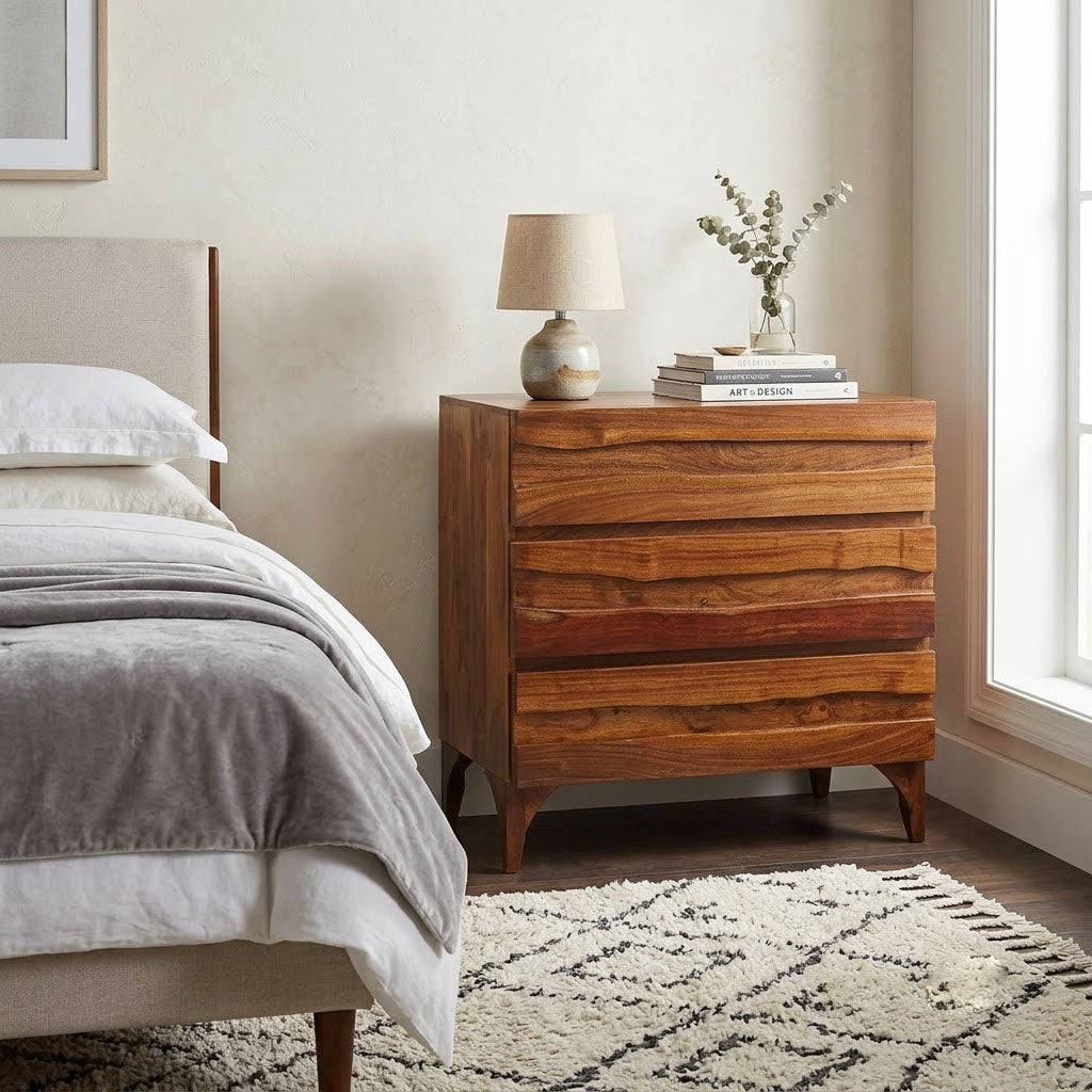 Sofia Acacia Wood Live Edge 3 Drawer Chest