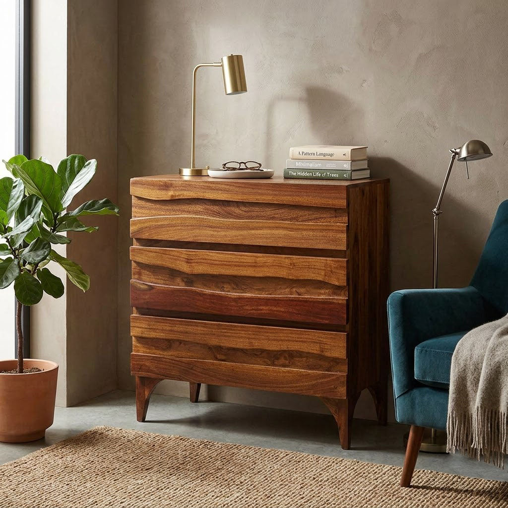 Sofia Acacia Wood Live Edge 3 Drawer Chest