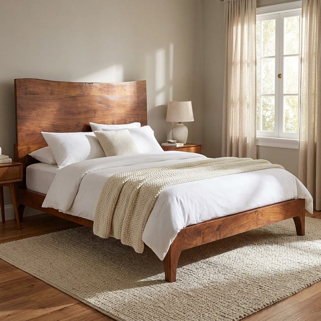 Sofia Acacia Wood Live Edge Queen Bed