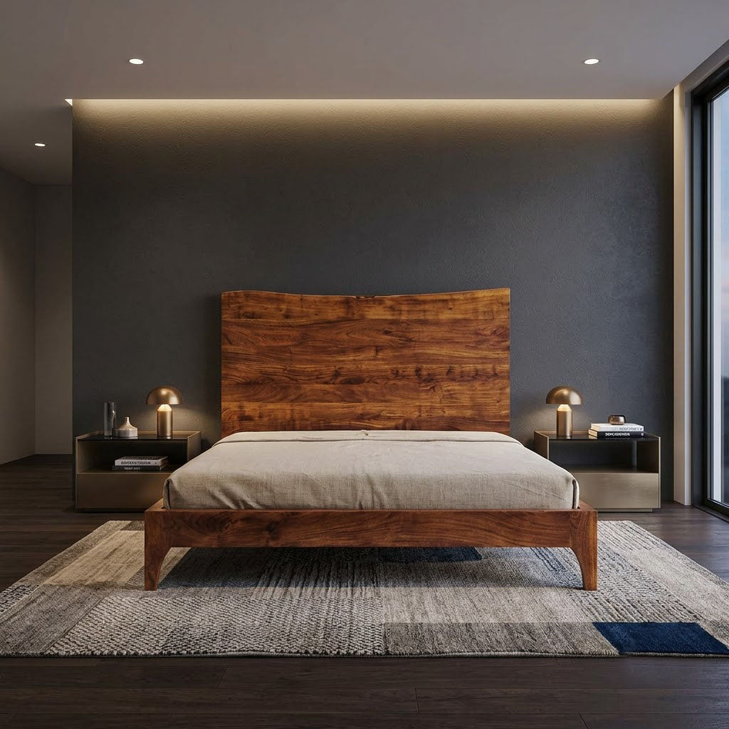 Sofia Acacia Wood Live Edge Queen Bed