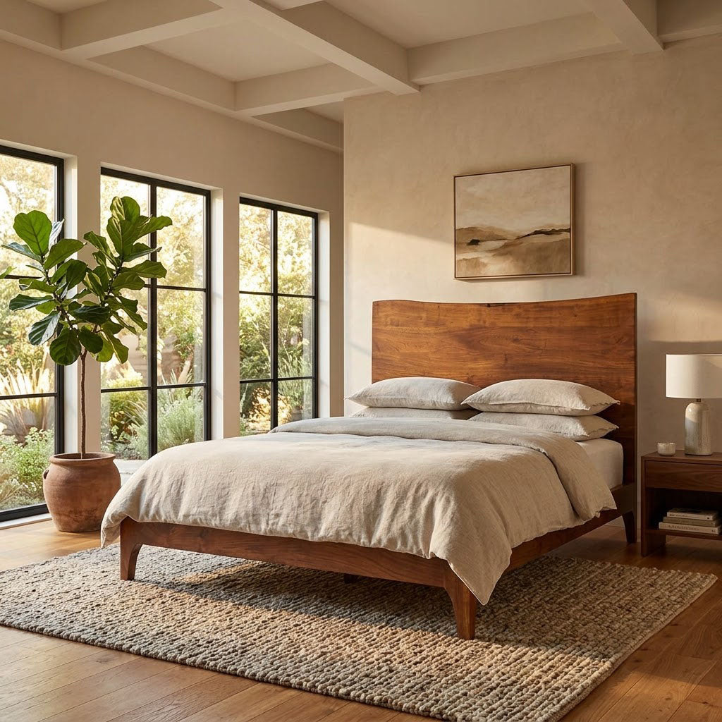 Sofia Acacia Wood Live Edge Queen Bed