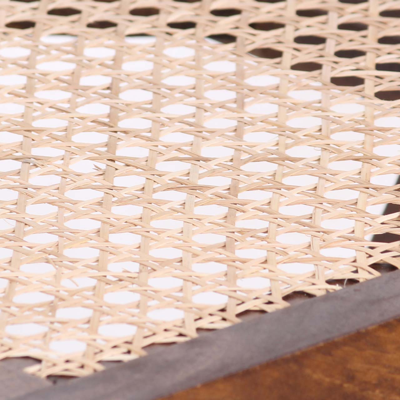 Solana Acacia Wood Weaved Cane Bench - Washed Walnut