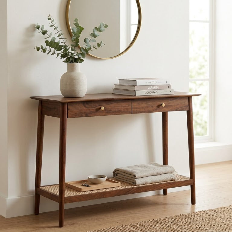 Solana Acacia Wood Console Table - Washed Walnut