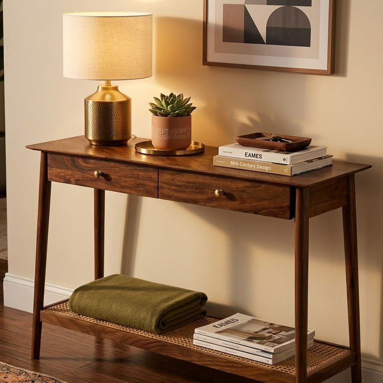 Solana Acacia Wood Console Table - Washed Walnut