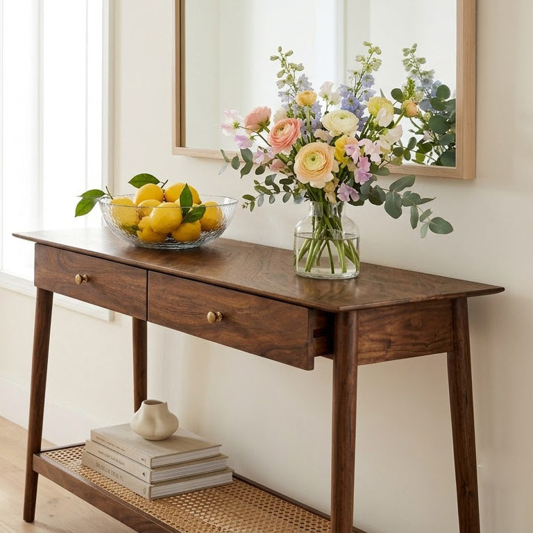 Solana Acacia Wood Console Table - Washed Walnut