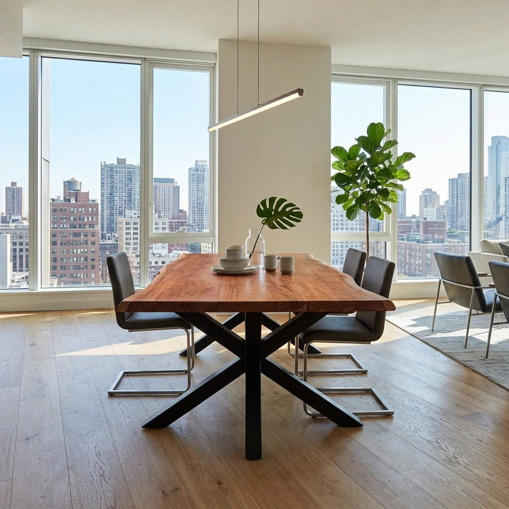 Spider Leg Dining Table - Acacia Natural / Black Iron