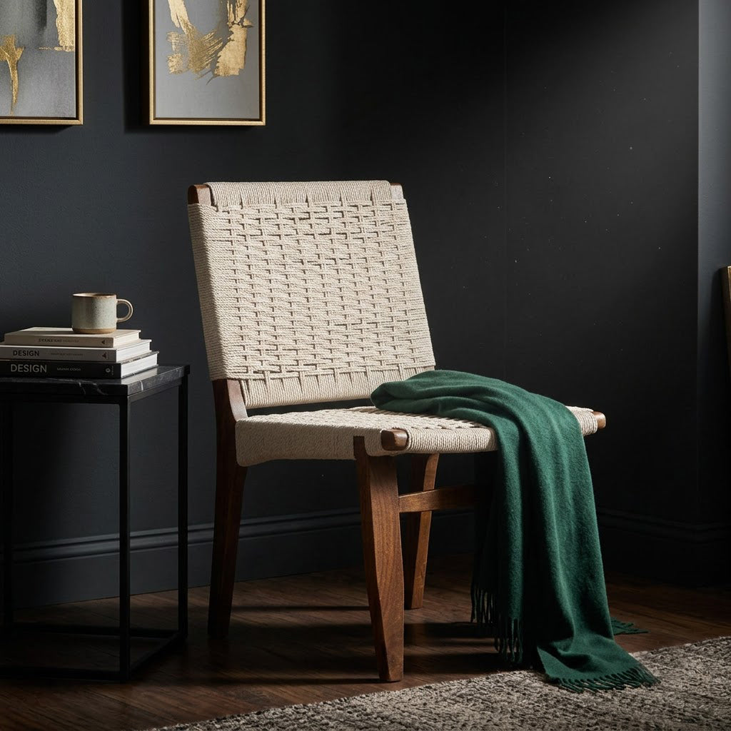 Surat Mango Wood Cotton Rope Dining Chair - Walnut