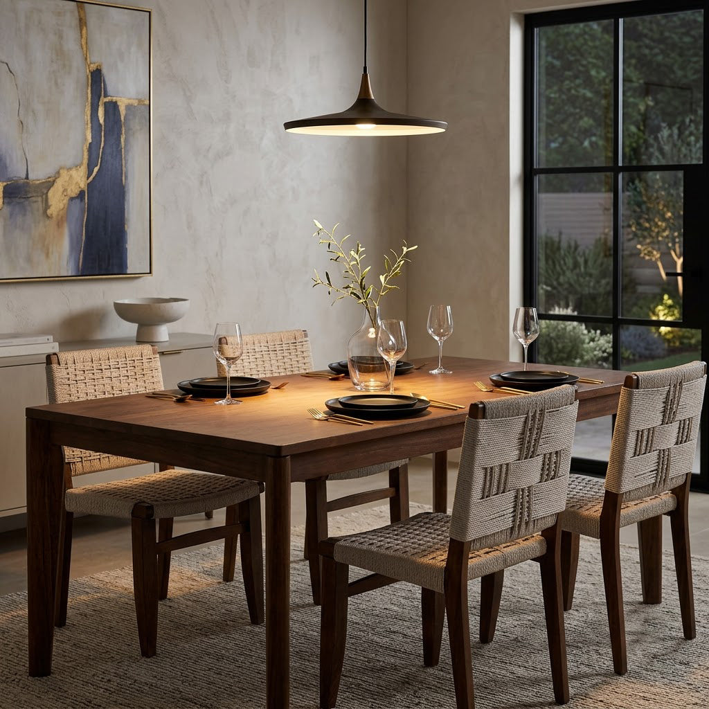 Surat Mango Wood Cotton Rope Dining Chair - Walnut