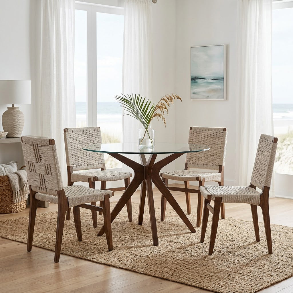 Surat Mango Wood Cotton Rope Dining Chair - Walnut