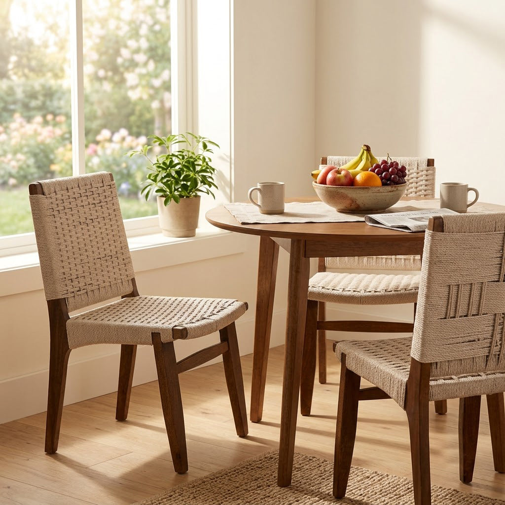 Surat Mango Wood Cotton Rope Dining Chair - Walnut