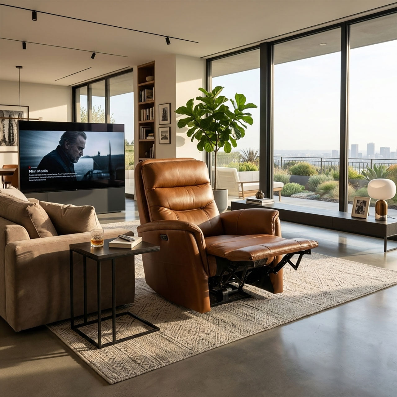 Tofino Leather Electric Recliner Arm Chair - Bovine