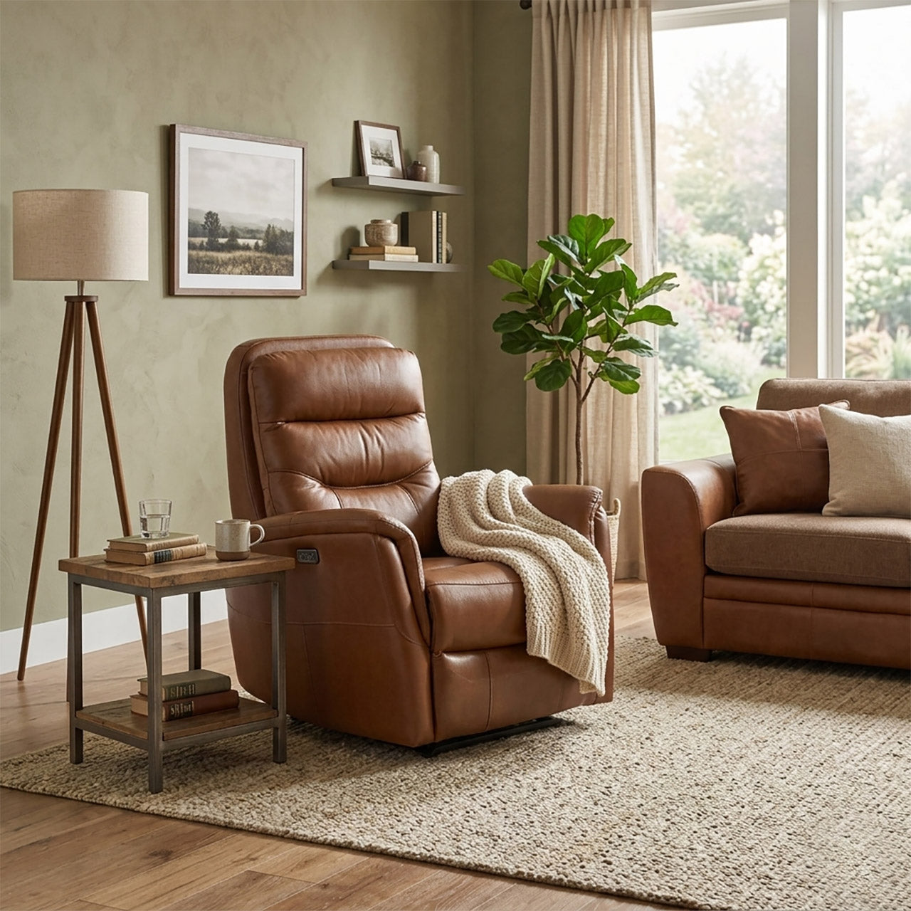 Tofino Leather Electric Recliner Arm Chair - Bovine