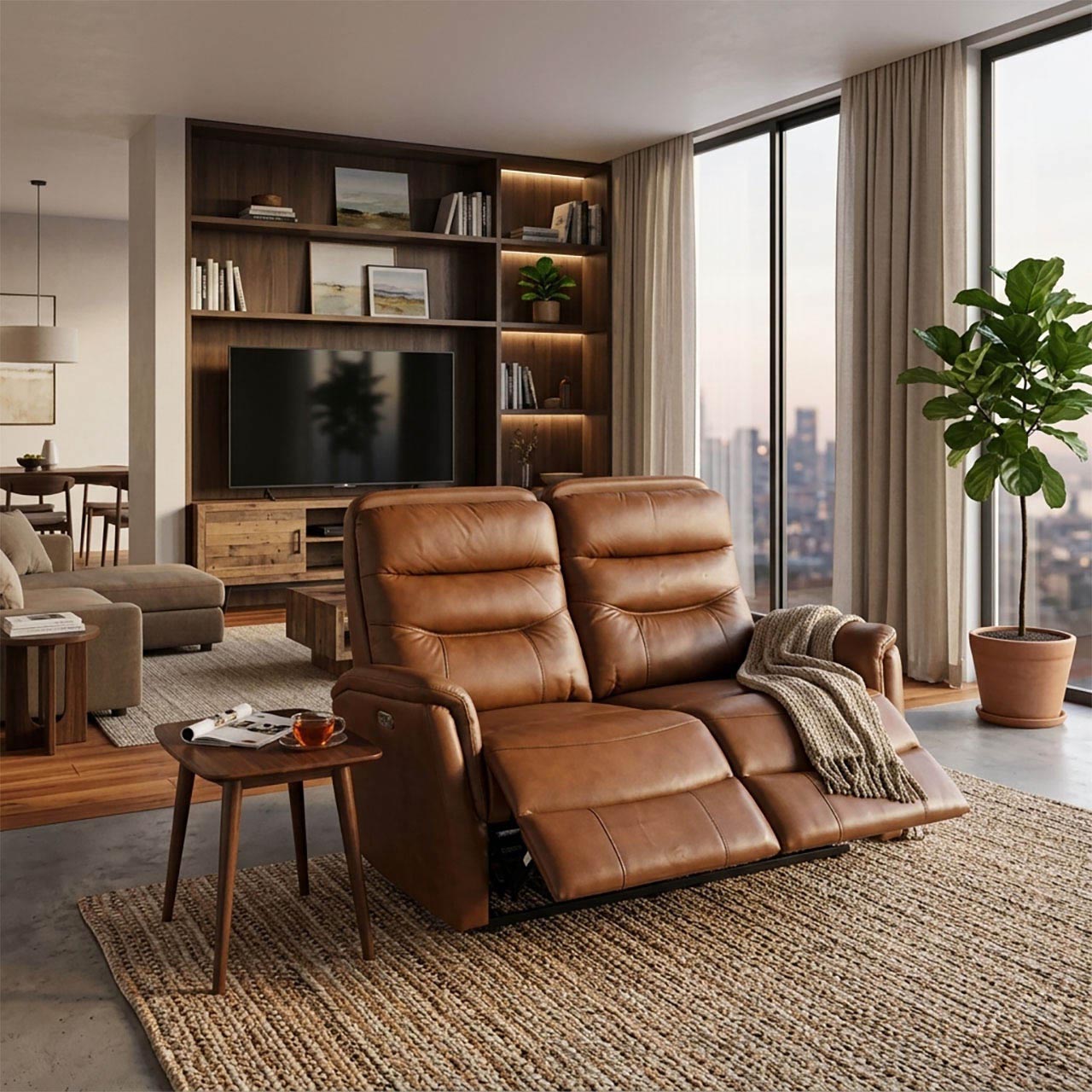Tofino Leather Electric Recliner Loveseat - Bovine