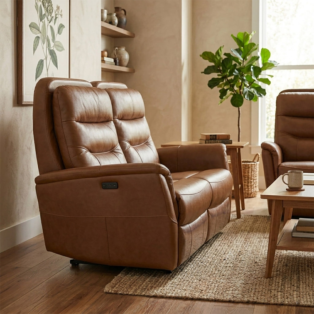 Tofino Leather Electric Recliner Loveseat - Bovine