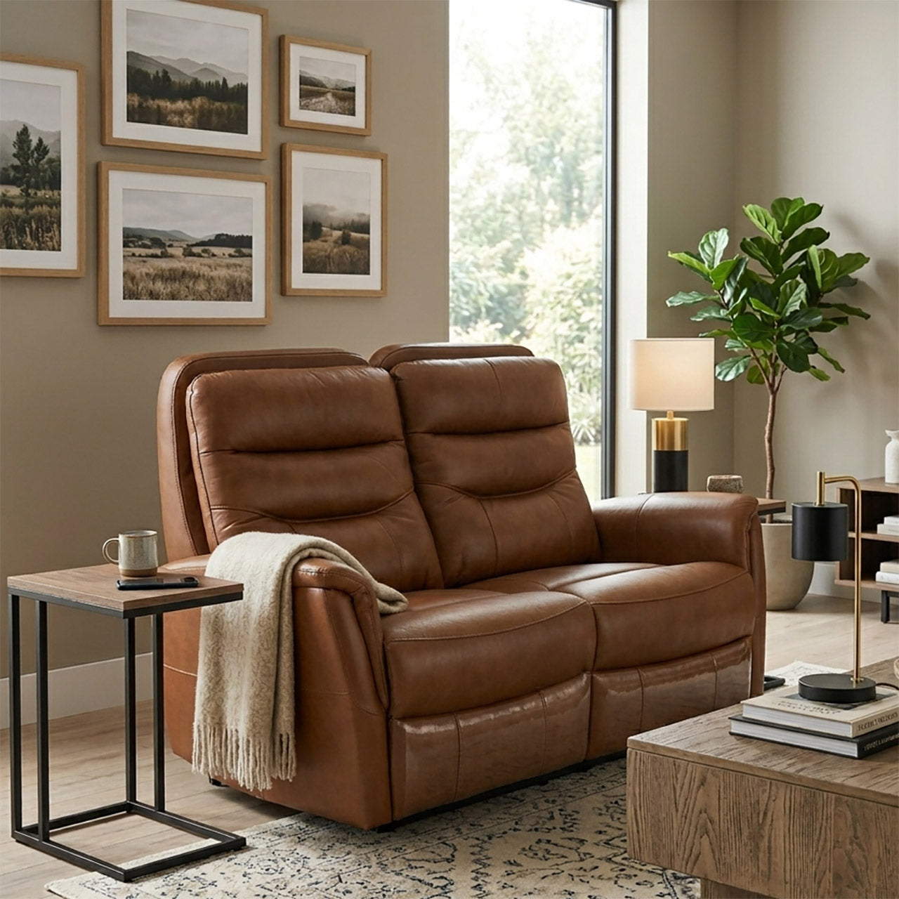 Tofino Leather Electric Recliner Loveseat - Bovine
