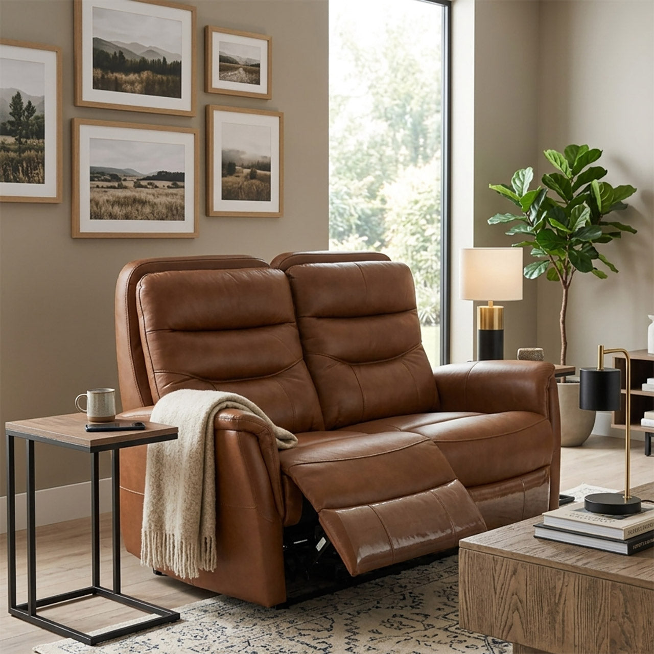 Tofino Leather Electric Recliner Loveseat - Bovine