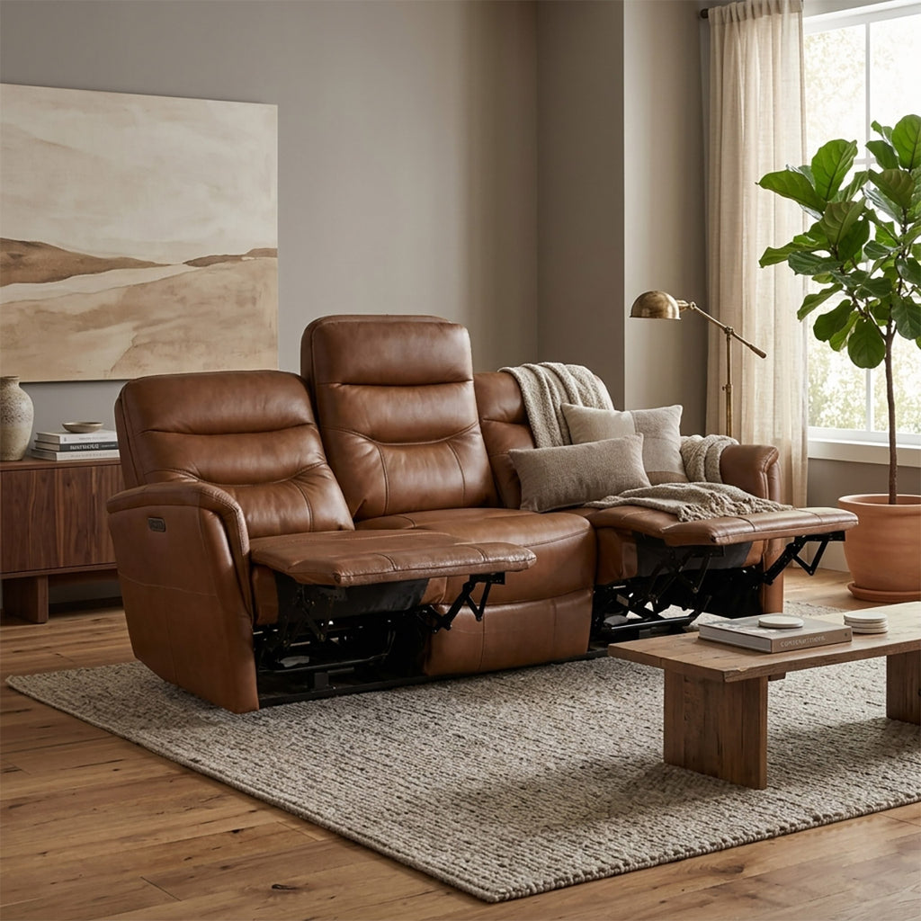 Tofino Leather Electric Recliner Sofa - Bovine