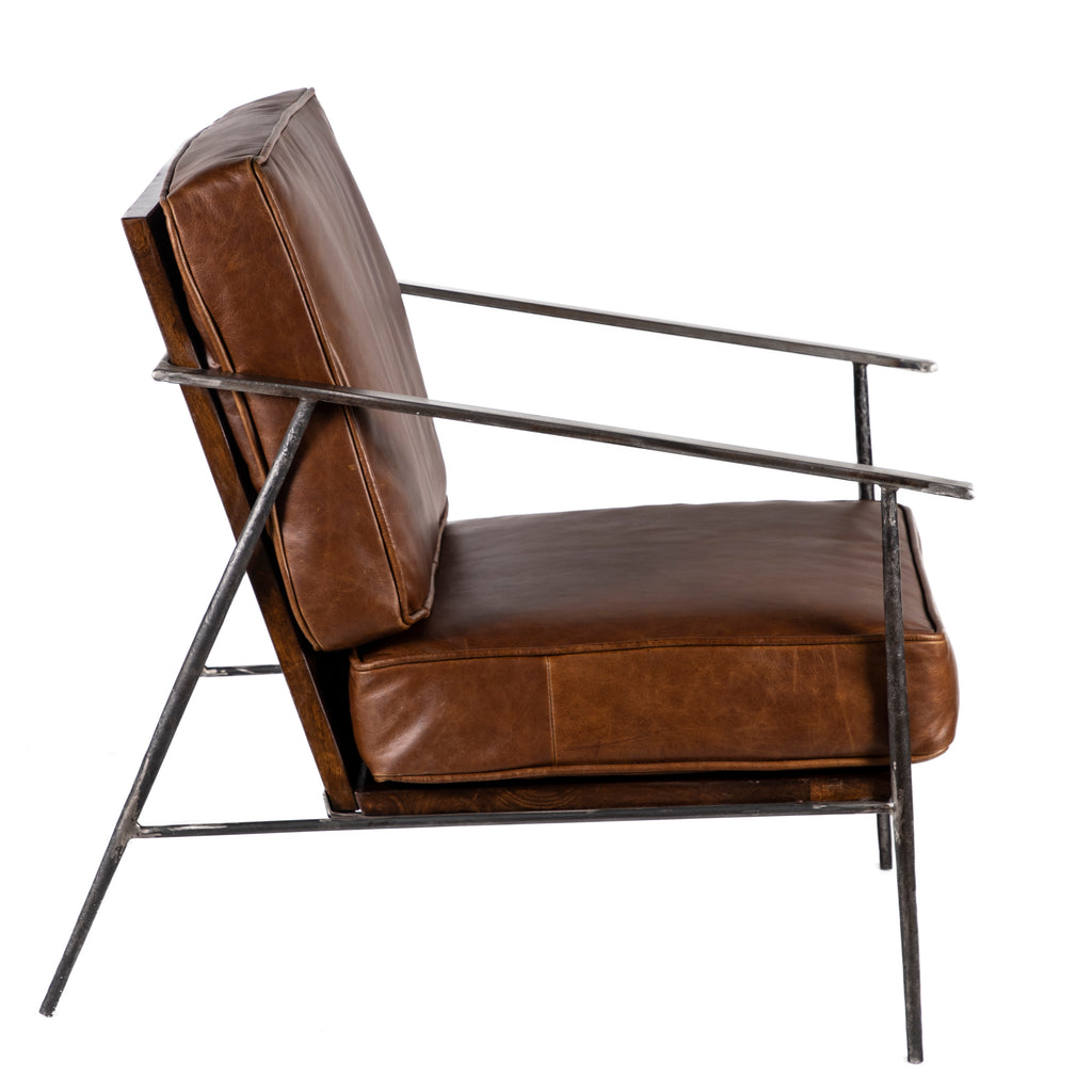 Turin Iron Armchair with Upholstered Seat