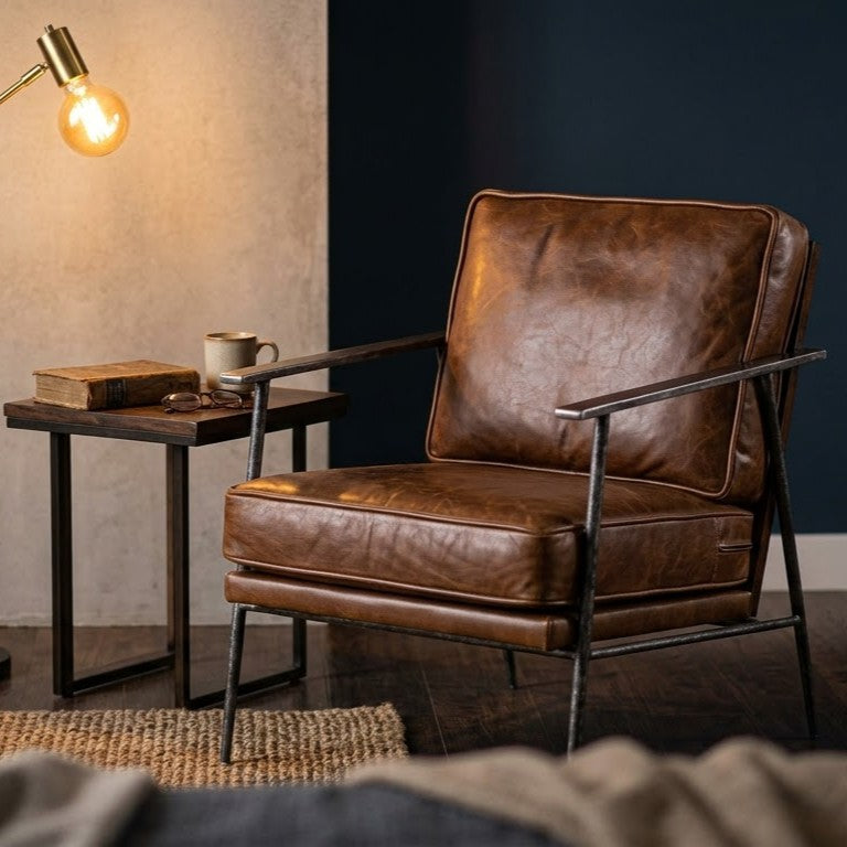 Turin Iron Armchair with Upholstered Seat