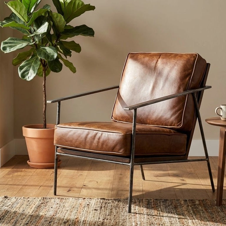Turin Iron Armchair with Upholstered Seat