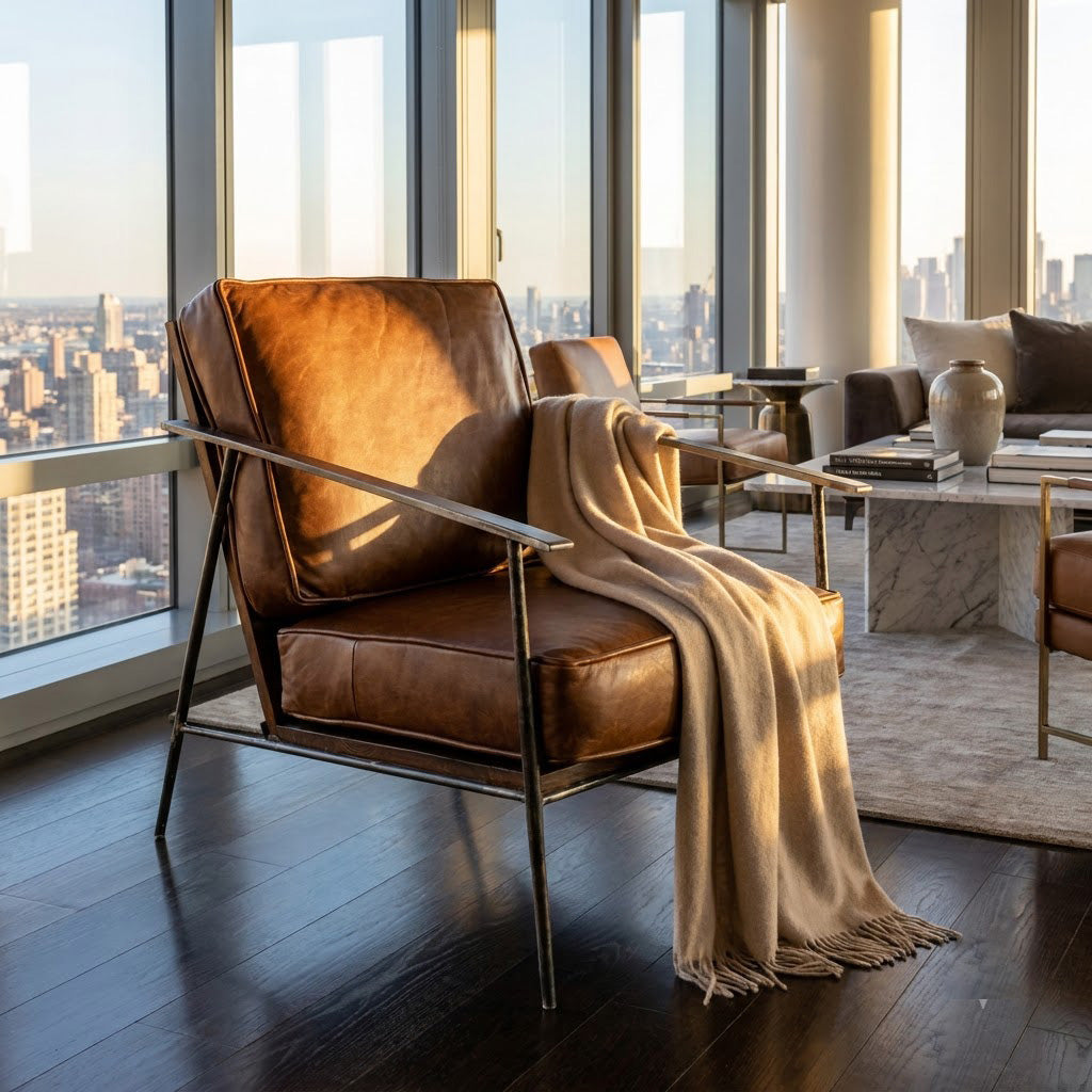 Turin Iron Armchair with Upholstered Seat