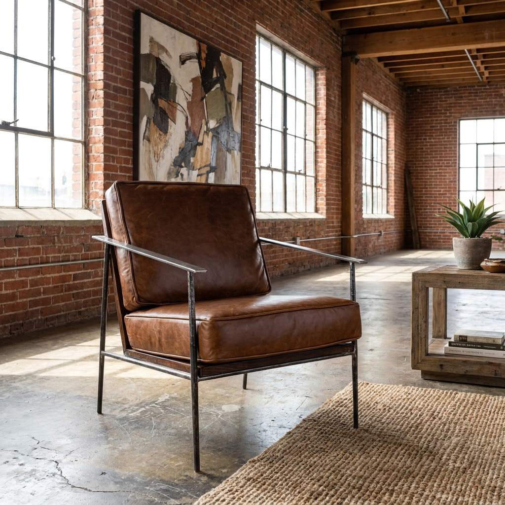 Turin Iron Armchair with Upholstered Seat