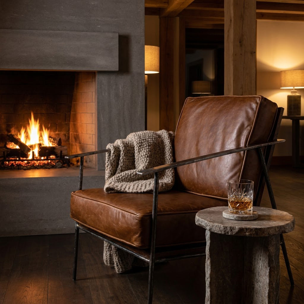 Turin Iron Armchair with Upholstered Seat