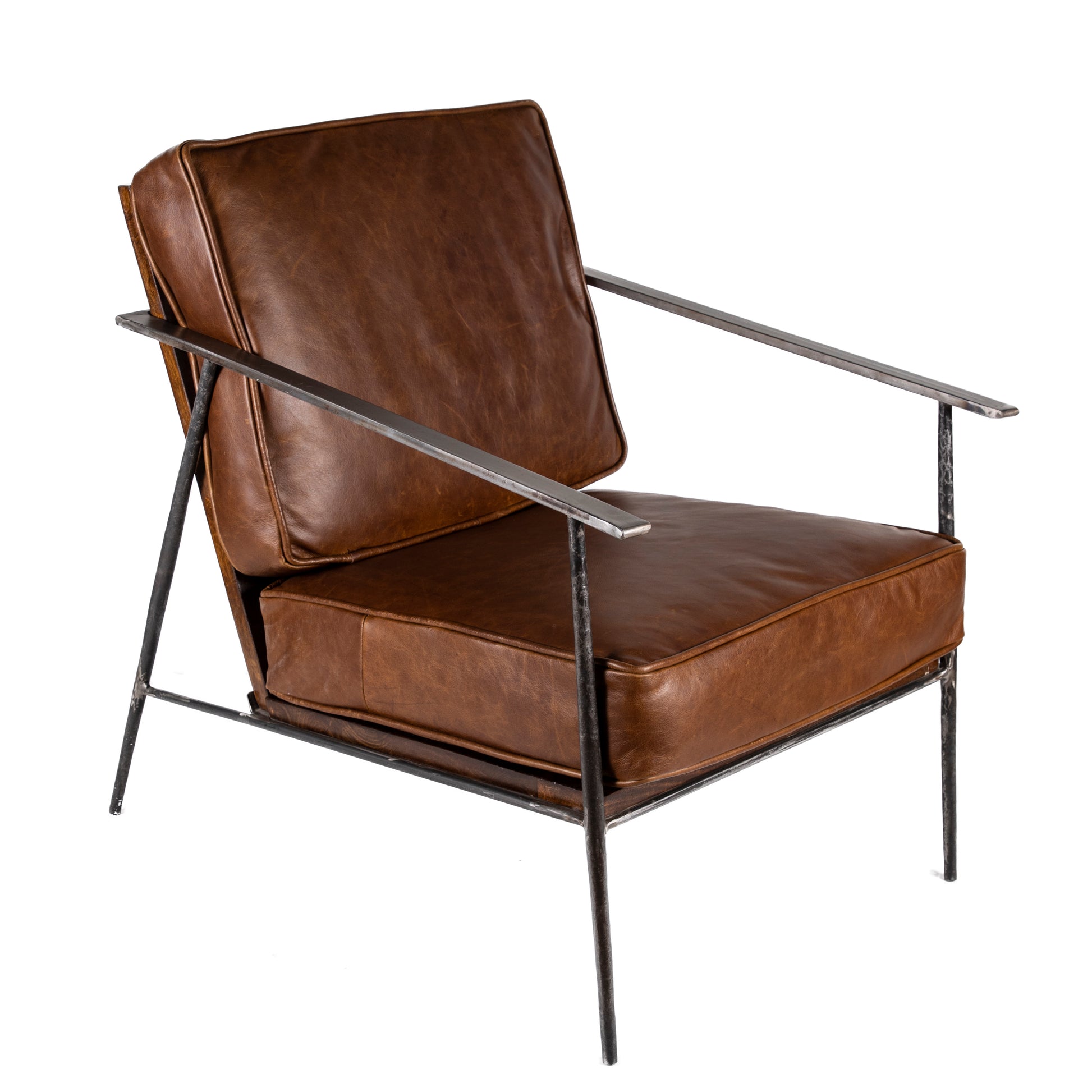Turin Iron Armchair with Upholstered Seat