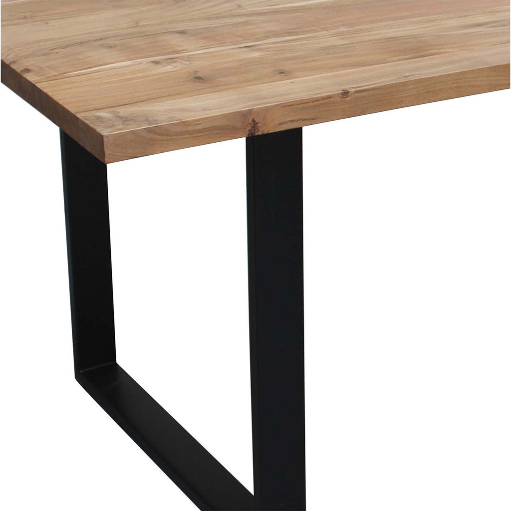 Yuki Straight Edge Mango Wood Dining Table - Black Iron / Natural