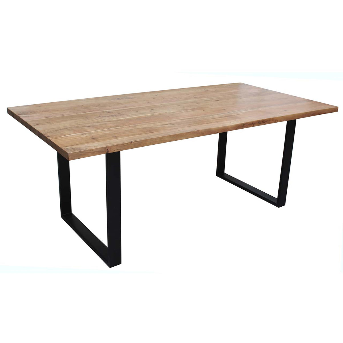 Yuki Straight Edge Mango Wood Dining Table - Black Iron / Natural