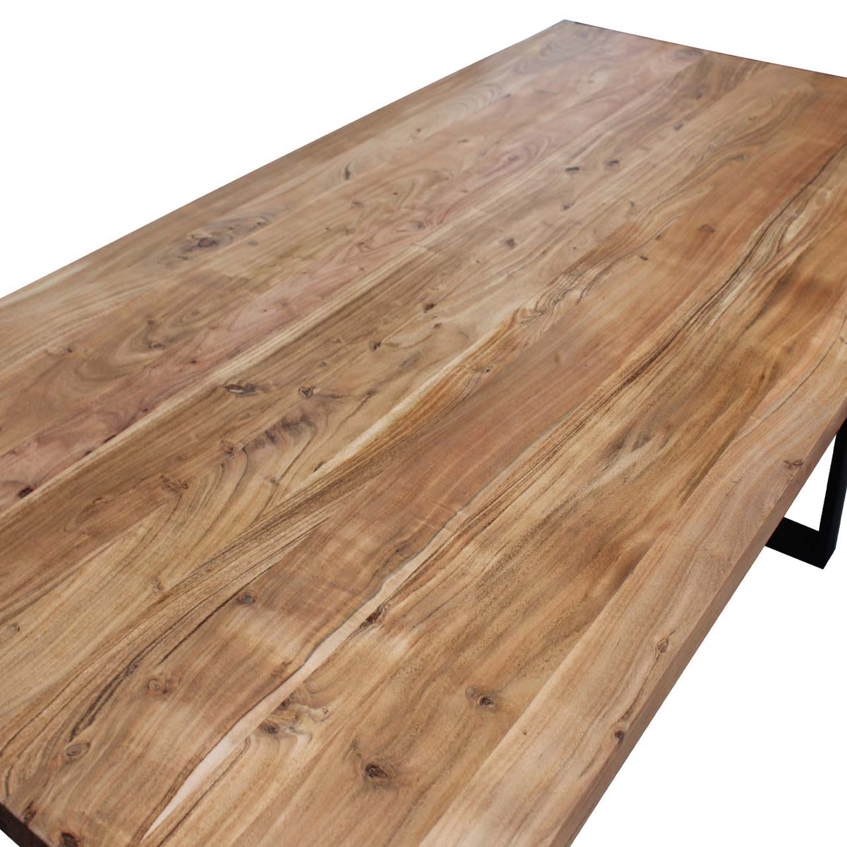 Yuki Straight Edge Mango Wood Dining Table - Black Iron / Natural