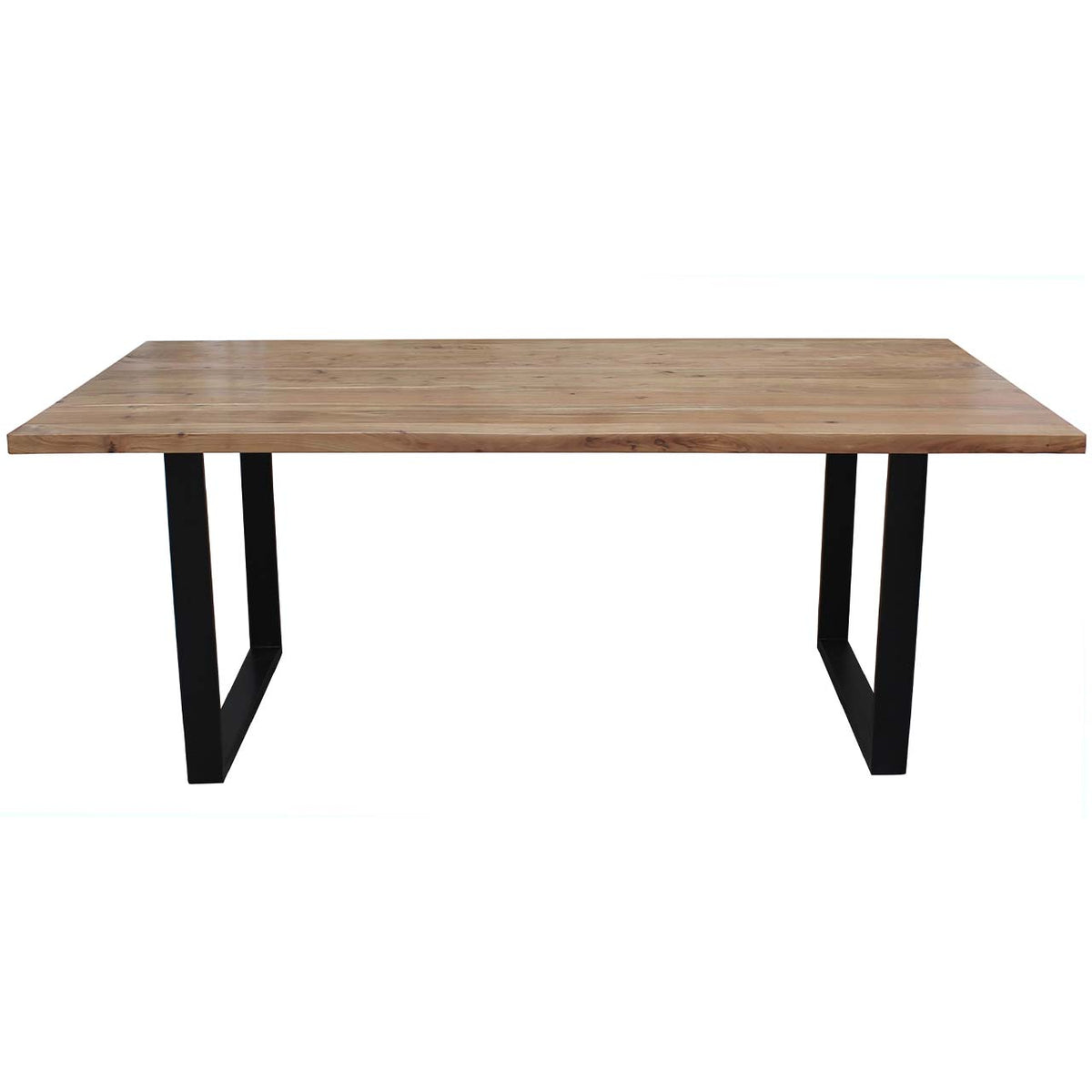 Yuki Straight Edge Mango Wood Dining Table - Black Iron / Natural