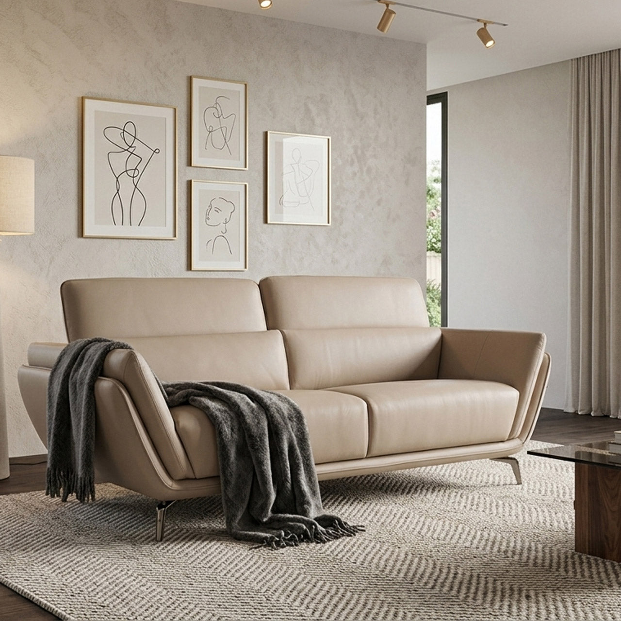Valenza Fabric Luxe Sofa - Light Grey