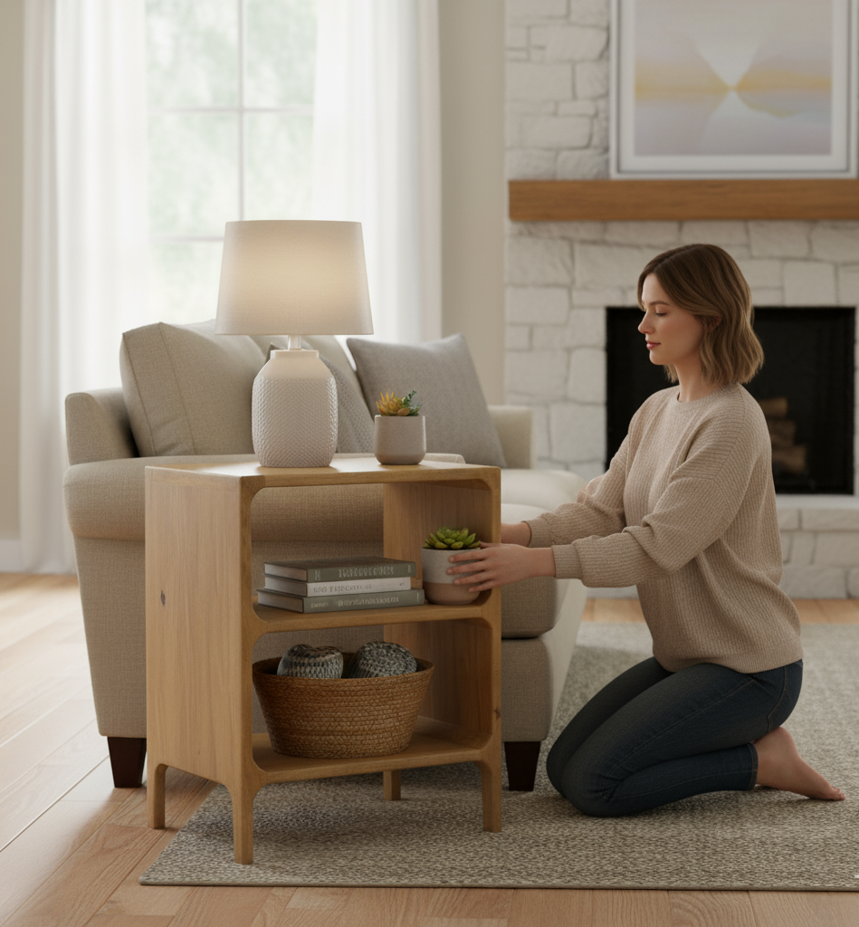Vincent Mango Wood Side Table-Natural