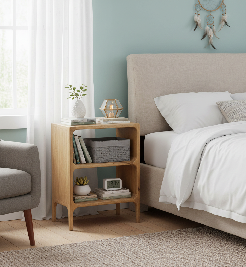 Vincent Mango Wood Side Table-Natural