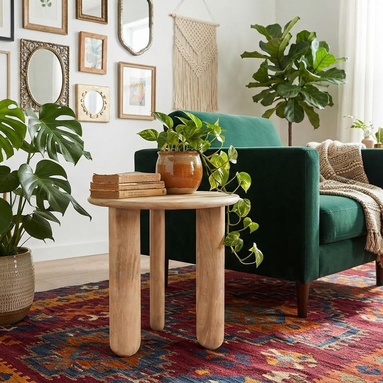 Virton Mango Wood Round Side Table