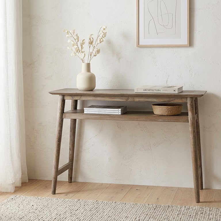 Williams Acacia Wood Console Table with Shelf