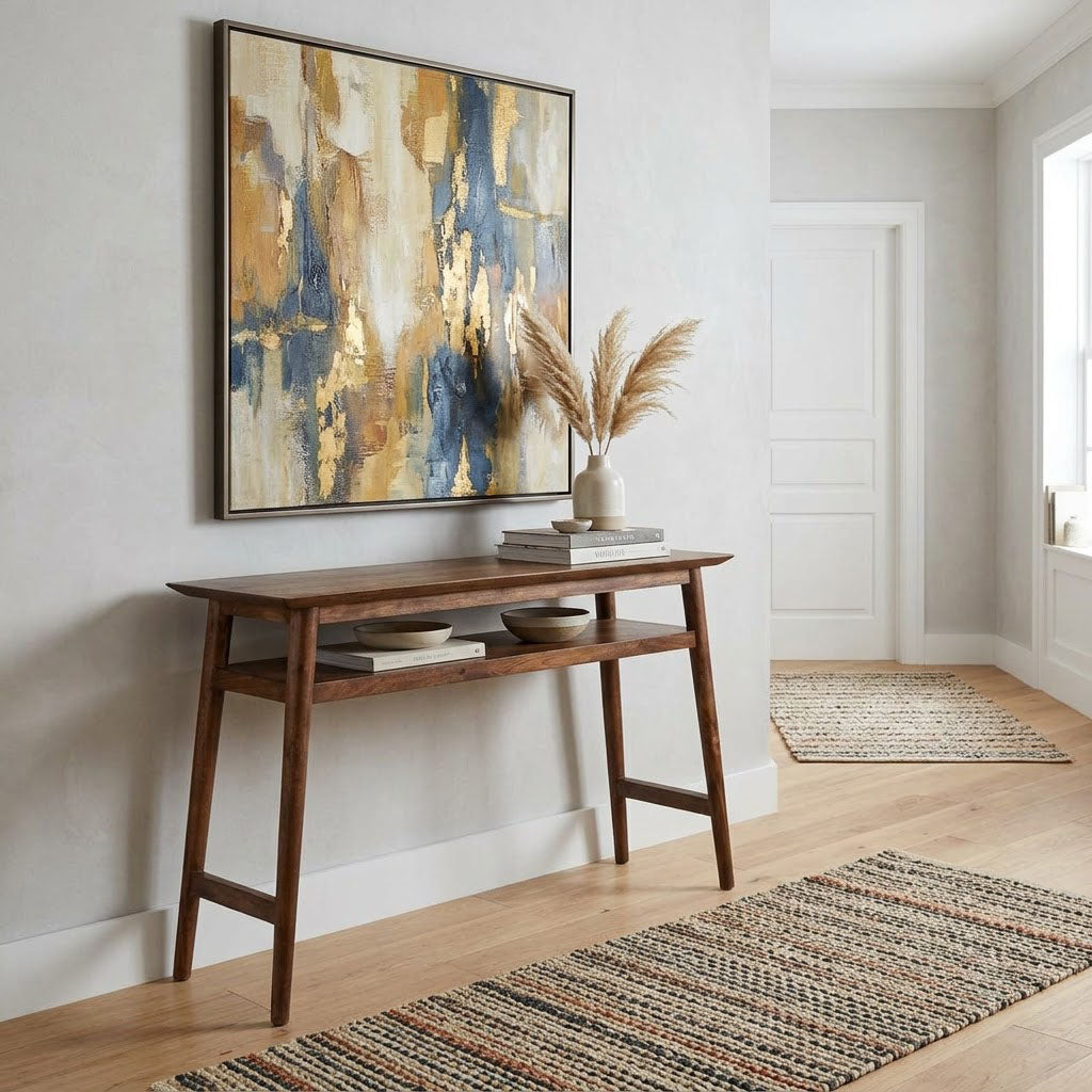 Williams Acacia Wood Console Table with Shelf