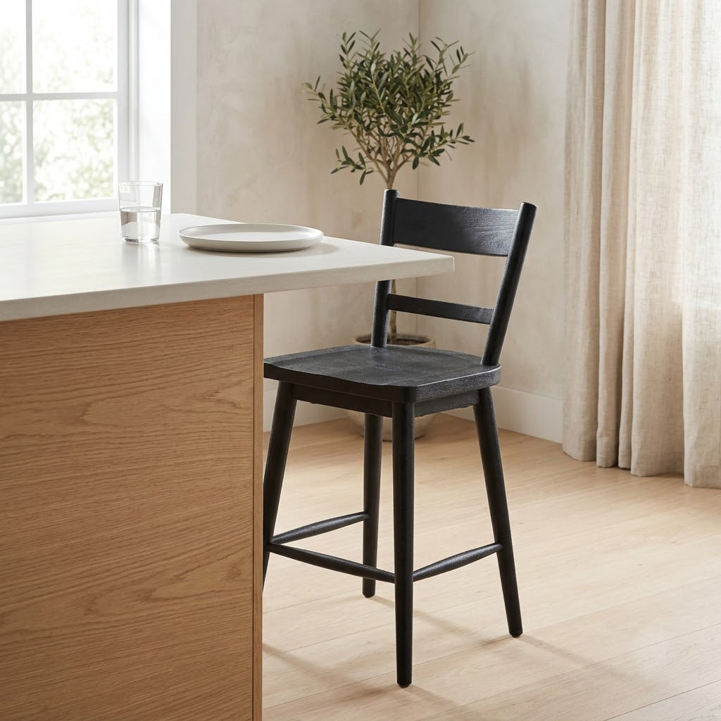 Willow Mango Wood Counter Chair - Black