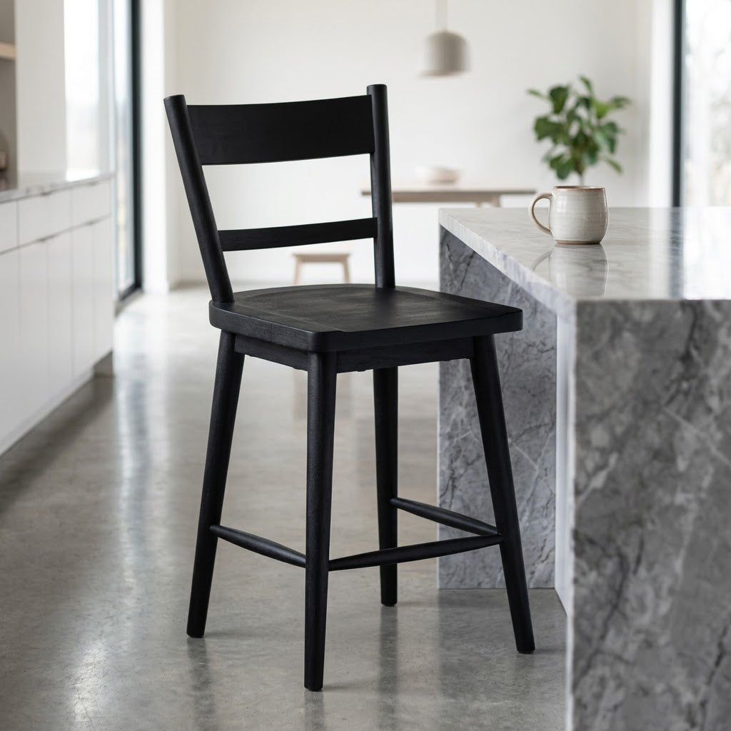 Willow Mango Wood Counter Chair - Black