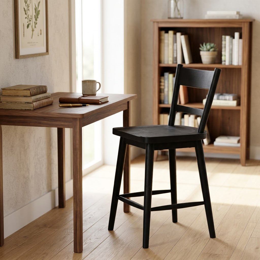 Willow Mango Wood Counter Chair - Black
