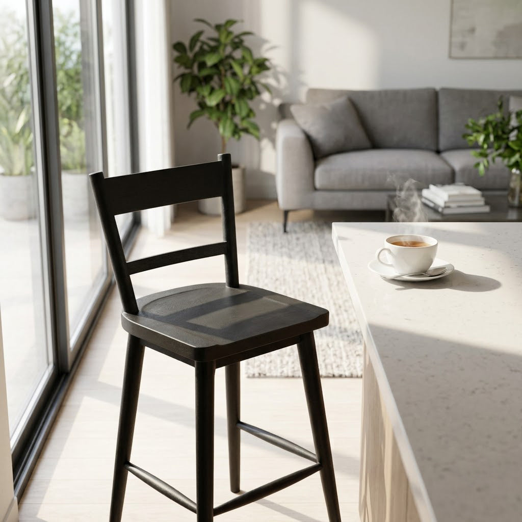 Willow Mango Wood Counter Chair - Black