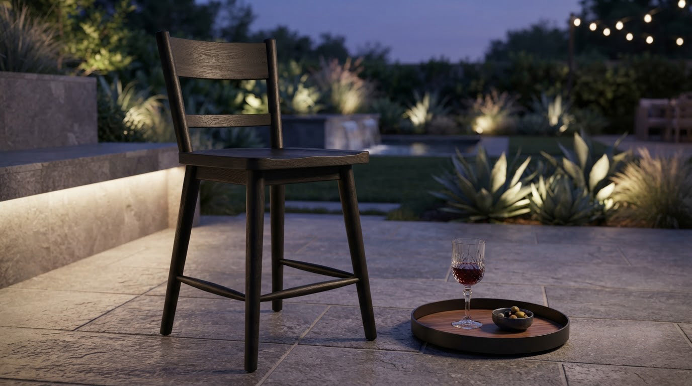 Willow Mango Wood Counter Chair - Black