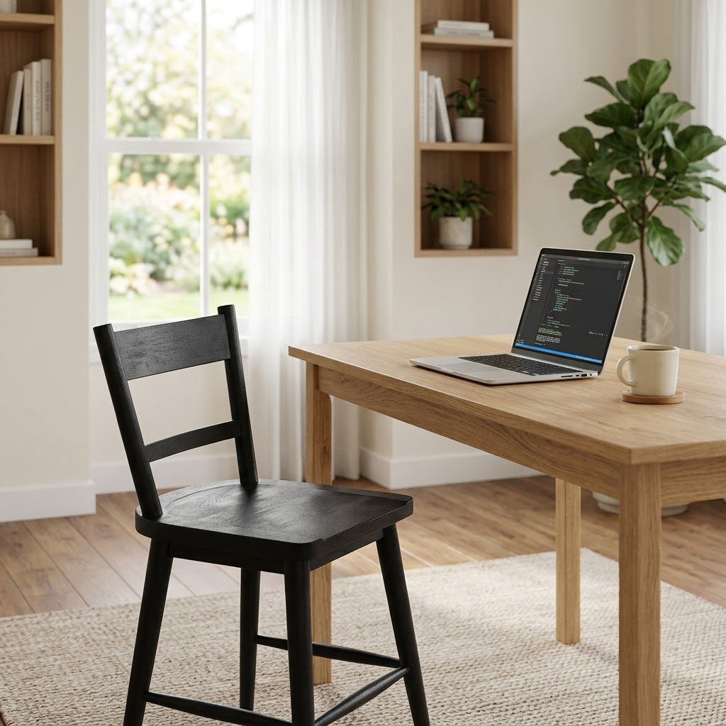 Willow Mango Wood Counter Chair - Black