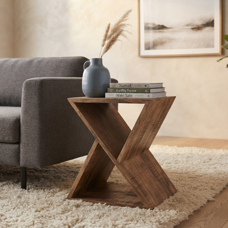 X Mango Wood Side Table