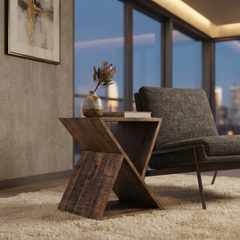 X Mango Wood Side Table