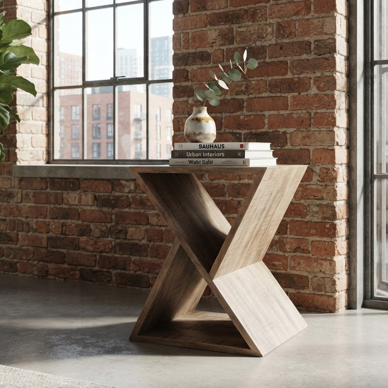 X Mango Wood Side Table