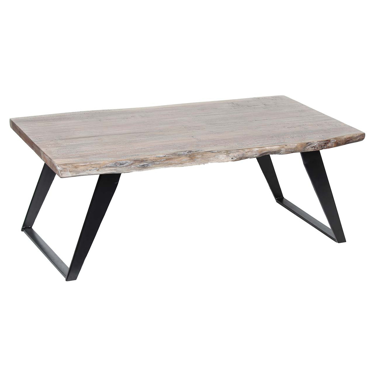 Yuki Live Edge Acacia Wood Black Iron Coffee Table - Slate Grey