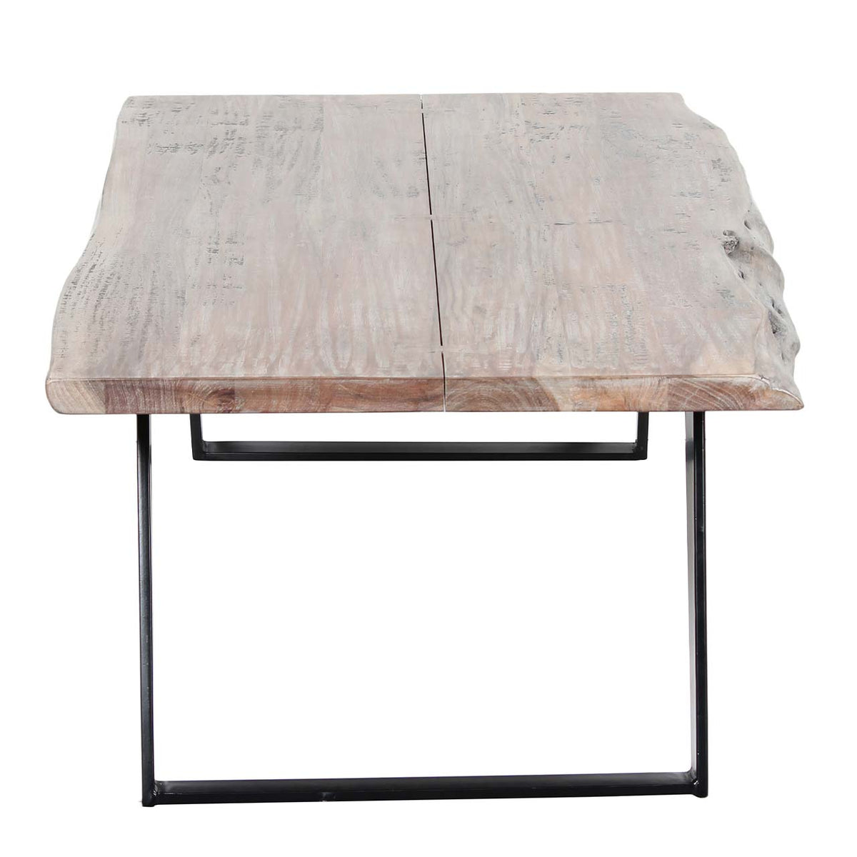 Yuki Live Edge Acacia Wood Black Iron Coffee Table - Slate Grey